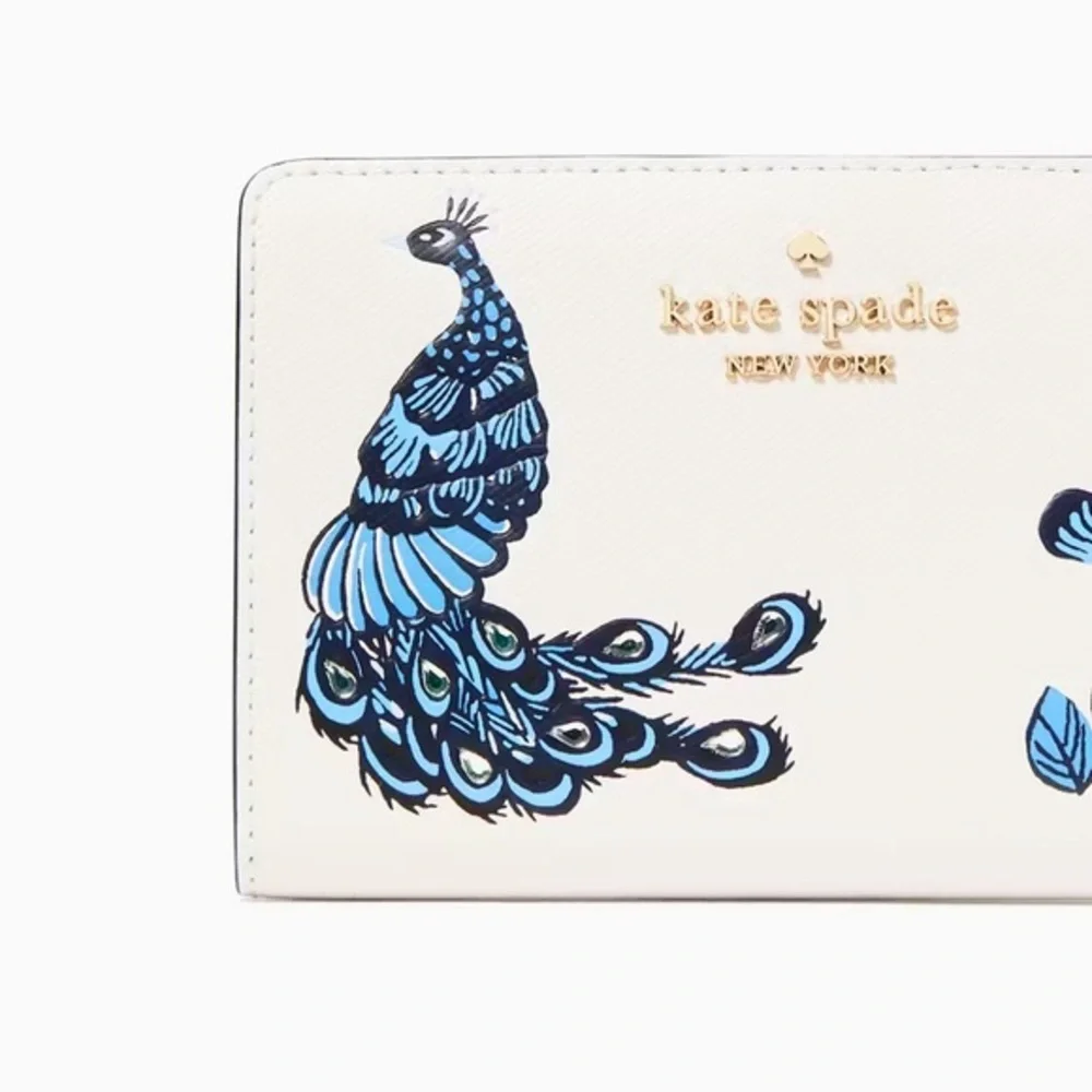 NWT KATE SPADE Perfect‎ Plume Medium Peacock Leather Wallet